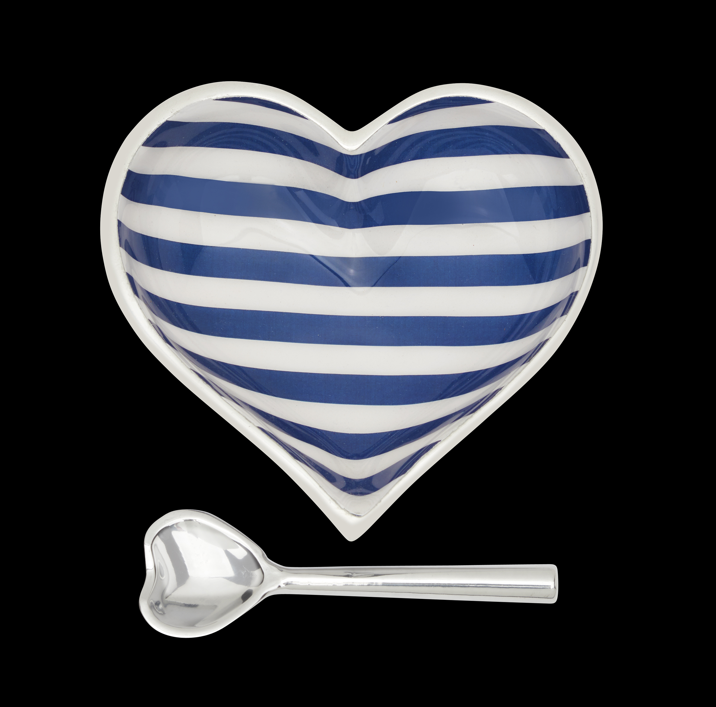 Happy Navy Blue Stripe with Heart Spoon